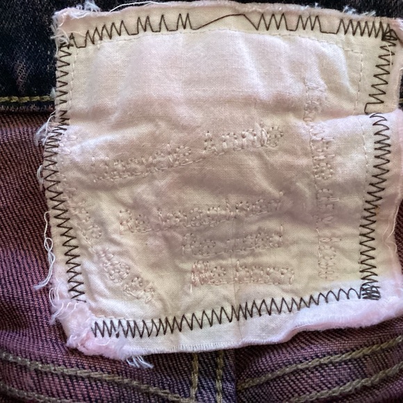 Upcycled Boho Tiered Jean Top Ruffled Hem Raw Edge Patchwork Midi Skirt Med to L - Picture 15 of 15